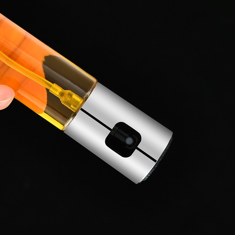 Sticla Pulverizator pentru Bucatariei, Spray pentru Gratar, din Sticla cu Capac din Inox, 18 x 4.2 cm, volum 100 ml, Trasnparenta cu Capac Gri [6]