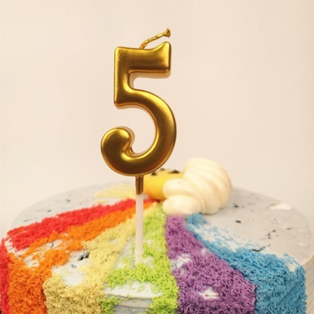 Lumanare de Tort, Model Cifra 5, Party, 4.5 x 2.5 cm, din Parafina, Auriu [2]