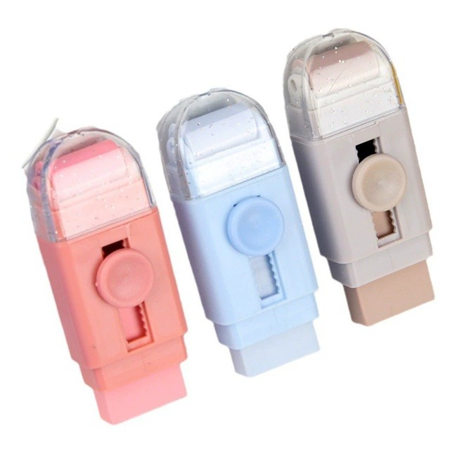 Radiera, cu 2 Rezerve, Reglare Pull-Push, din Cauciuc, Albastru [6]