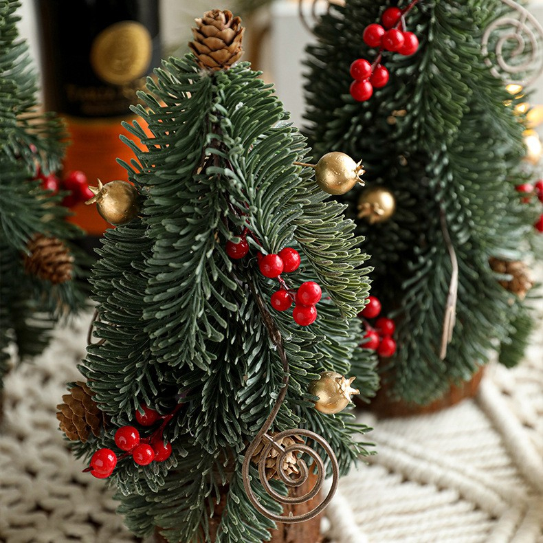 Decoratiune Craciun pentru Masa, Ornament de Decor Model Brad de Craciun de Dimensiuni Mici, pentru Birou si Interior, din Plastic 30 x 15 x 15 cm, Verde [4]