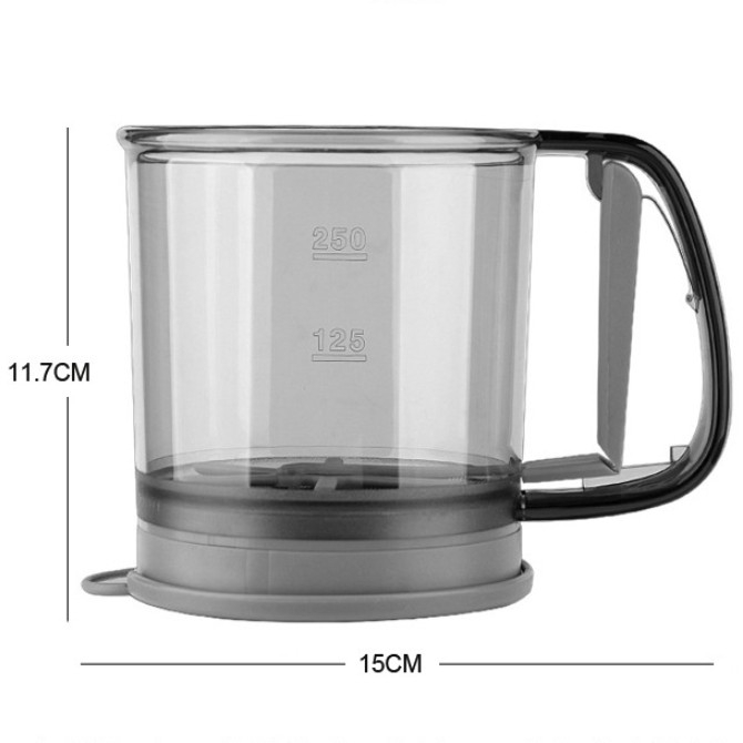 Sita Cernator Manual de Faina Portabila, din Plastic, cu Maner, Strat Dublu, 15 x 12 x 11 cm, Transparent Gri Inchis [8]