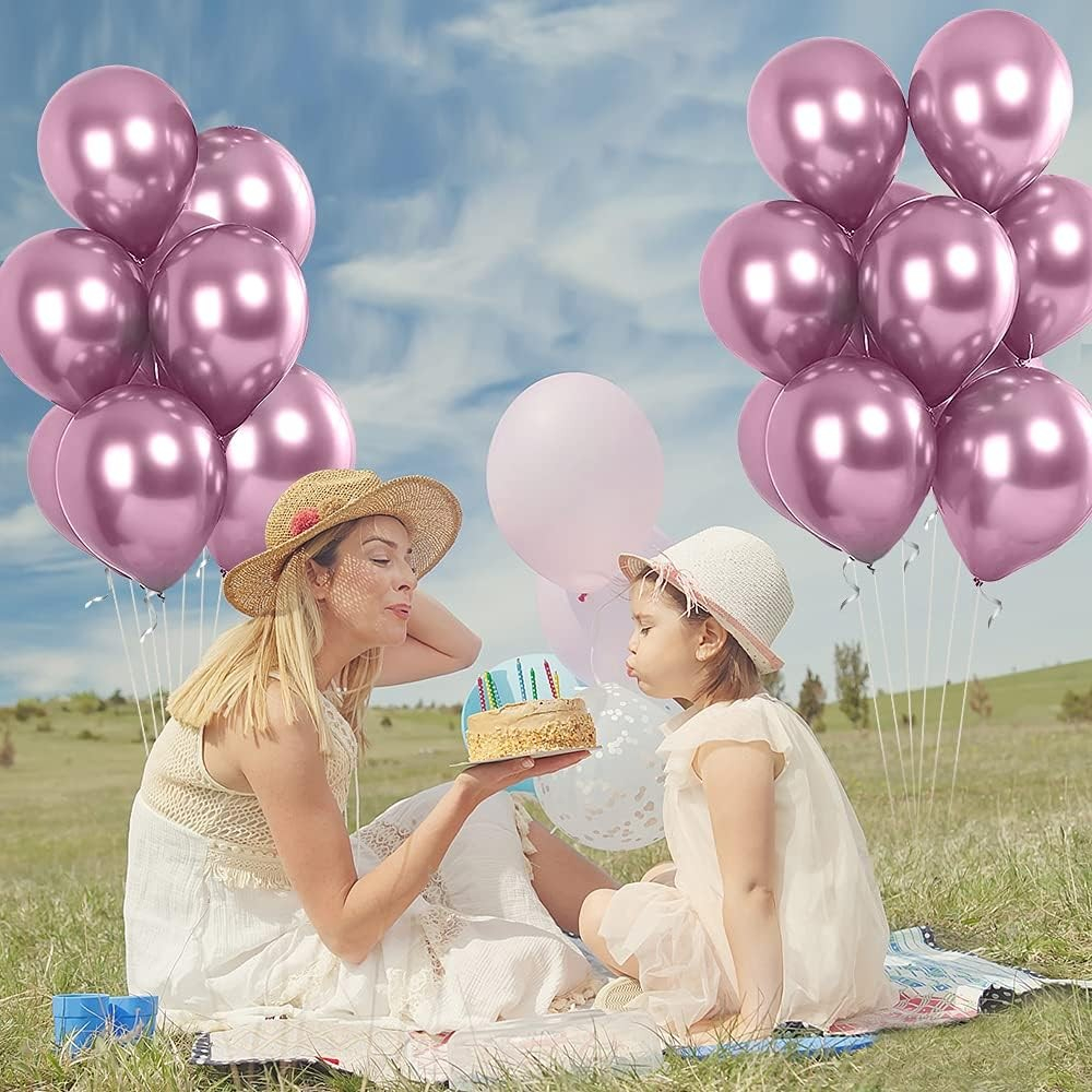 Set 10 Baloane din Latex Chrome, Model Party, 23 cm, Mov, 2.2 g [2]