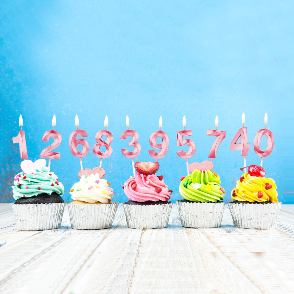 Lumanare Cifra 4, Model Diamond, 5 x 3.4 cm, Roz [2]