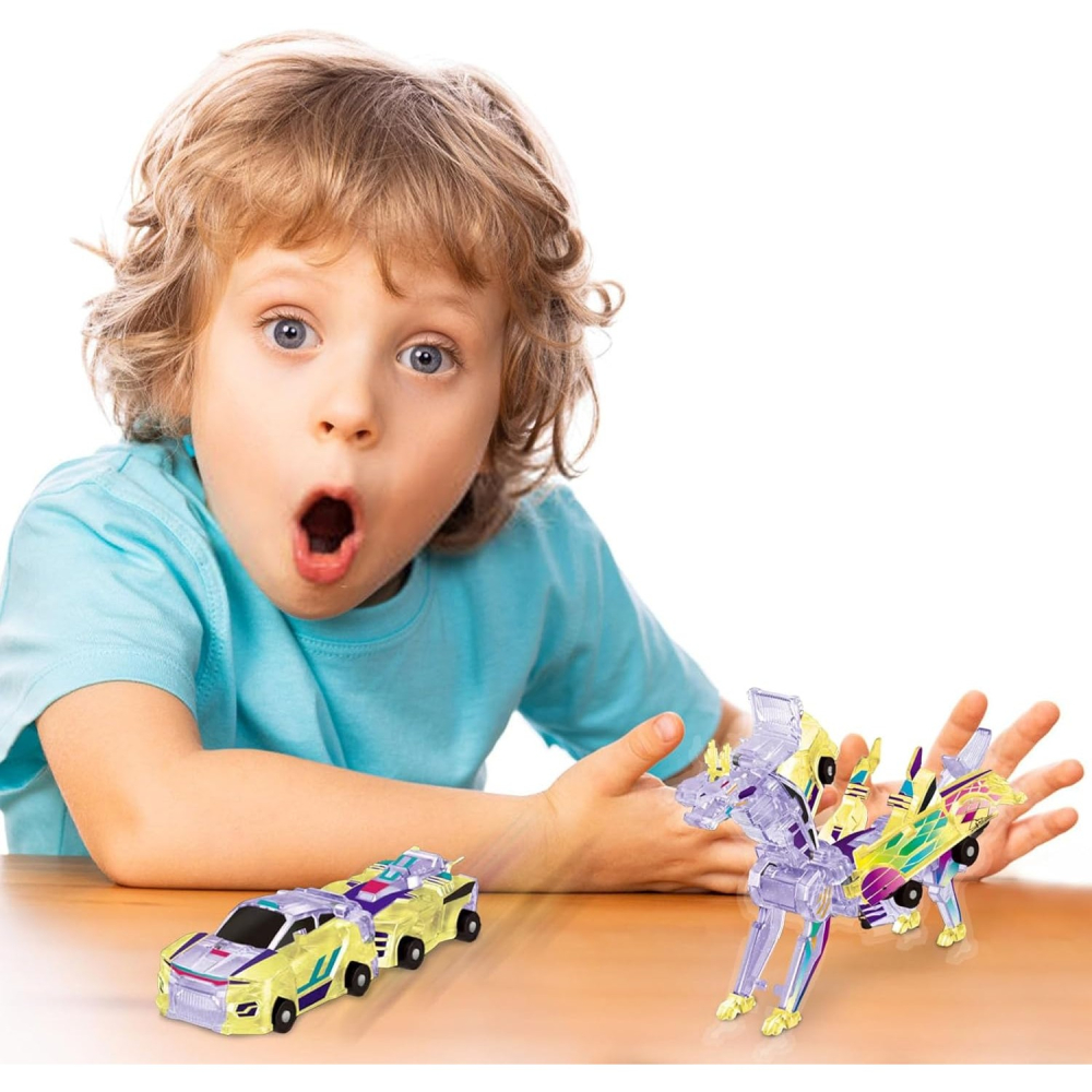 Jucarie Transformabila 2in1, Crystal Wing Flying Dragon, Masina/Dragon, Atractie Magnetica, Fluorescent, +3 Ani, din ABS, Multicolor [6]