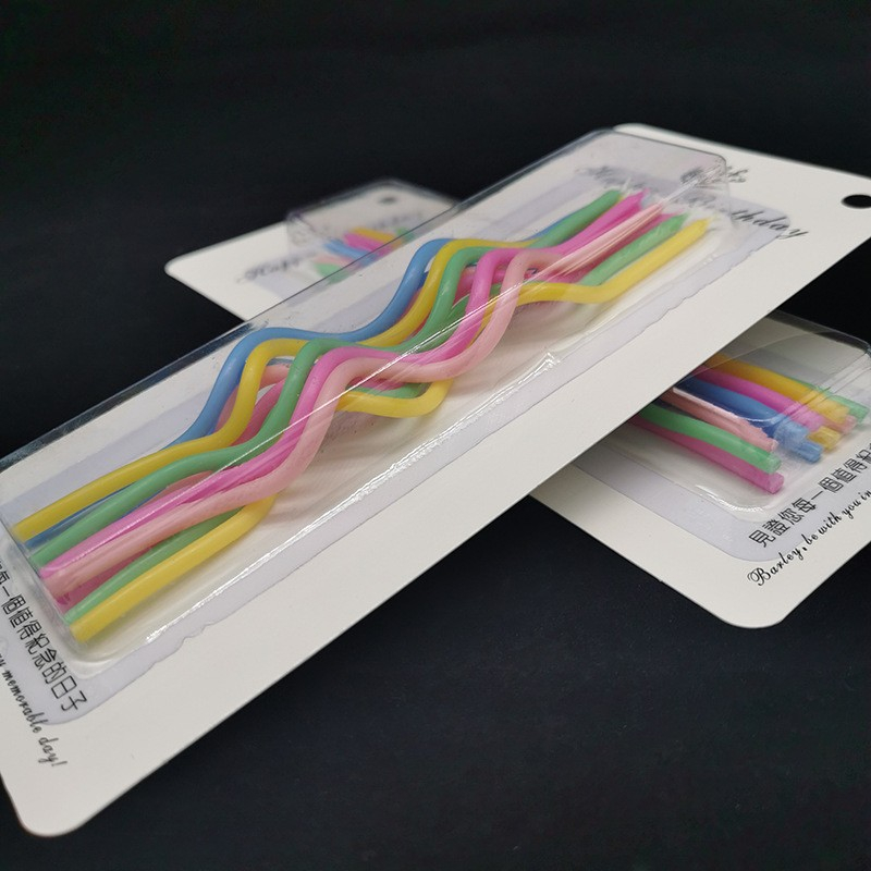 Set 10 Lumanari de Tort, Model Spiralat, 17 x 0.34 cm, din Ceara, Multicolor [5]