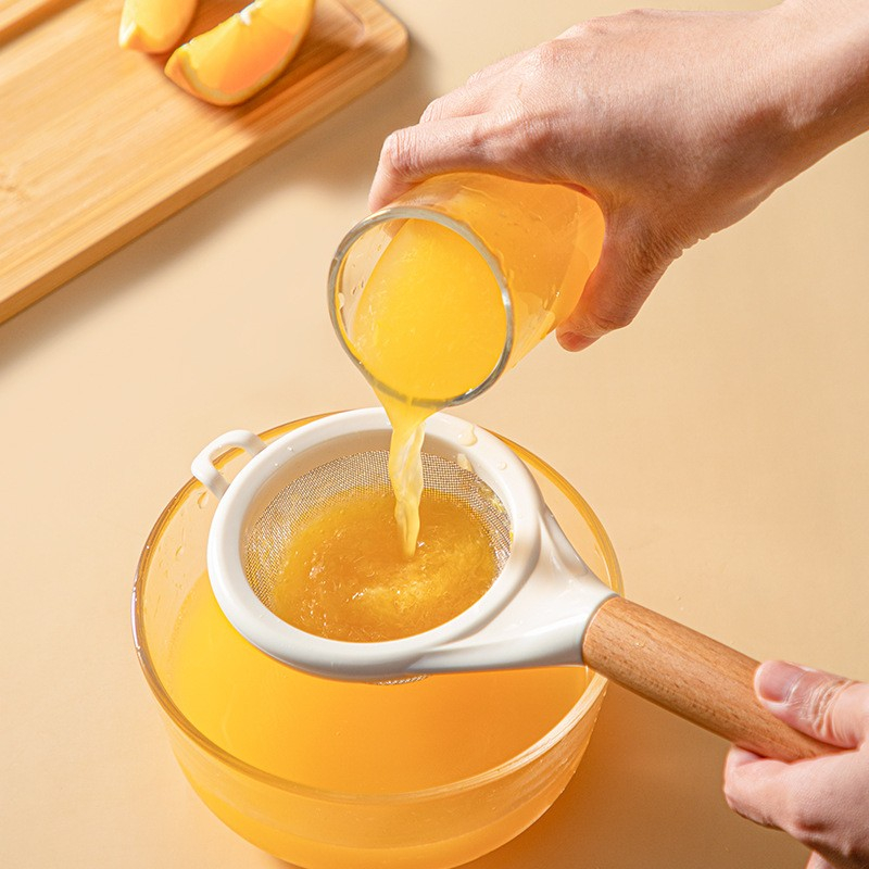 Strecuratoare, Mini Sita din Inox Silicon si Lemn, Sita pentru Bucatarie pentru Faina, Ceai si Alte Alimente, 25 x 10 cm Alb [3]