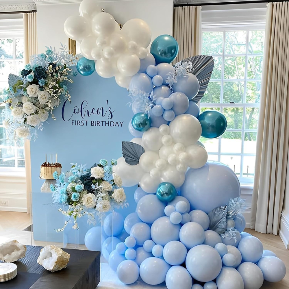 Set 10 Baloane din Latex, Model Party, 13 cm, 1 g, Bleu [3]