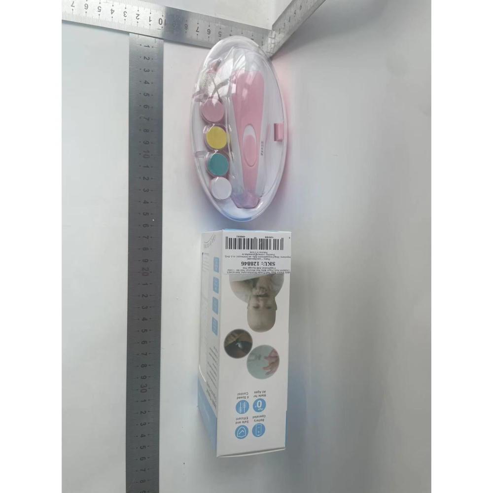 Set Pila Electrica pentru Copii si Bebelusi, ABS, 6 Accesorii, cu Lumina LED, Roz Alb [2]