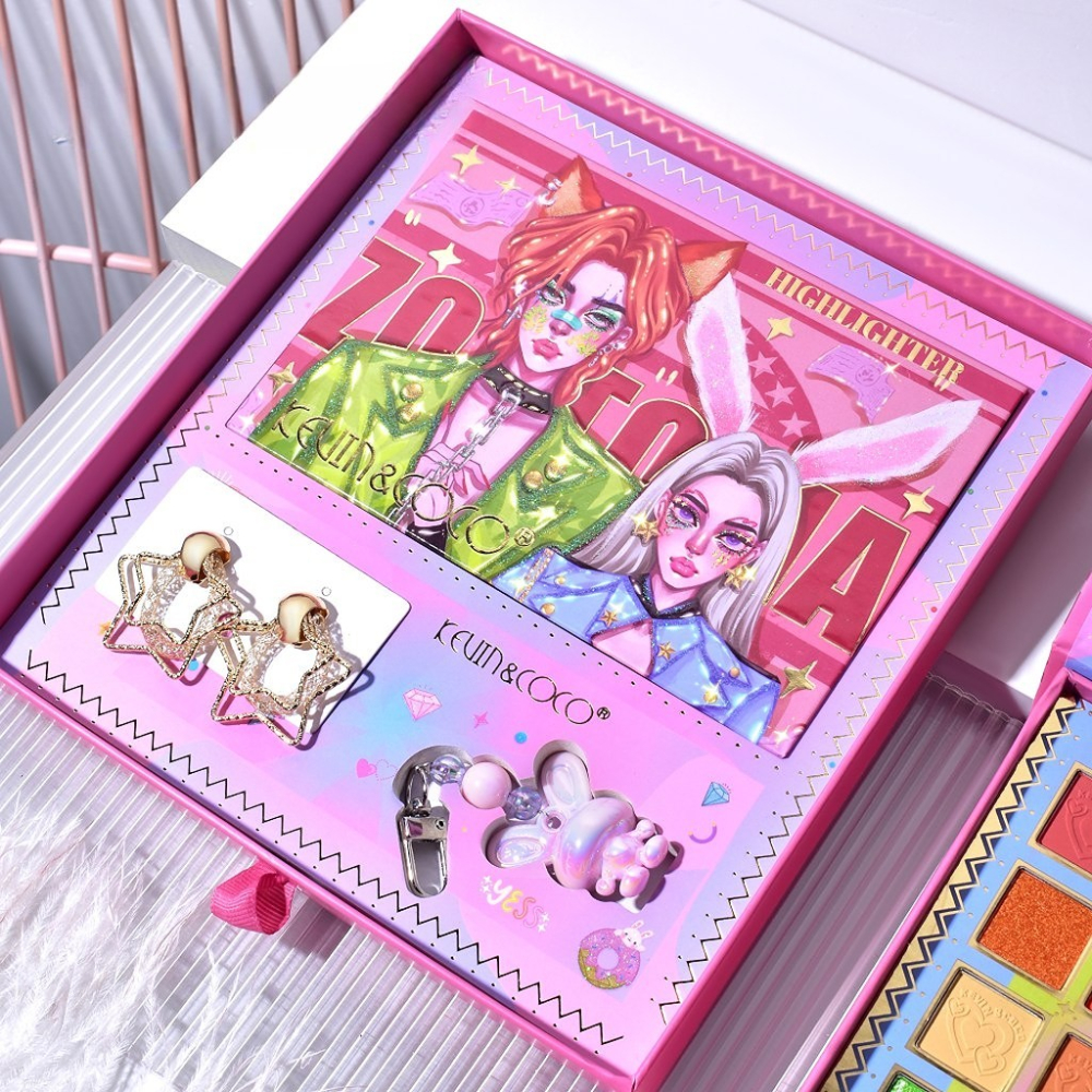 Paleta de Machiaj, KEVIN &amp; COCO, Best Partner, Fard de Pleoape, Breloc si Cercei, 50 culori, 22 x 21 x 5cm [3]