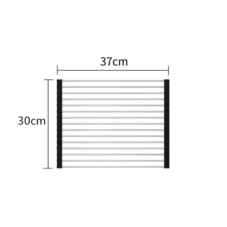Covoras de Scurgere pentru Chiuveta Bucatarie, din Otel Inoxidabil, Suport Chiuveta, Pliabil, Antiderapant, Usor de Curatat si de Depozitat, 37x30 cm, 15 Tuburi, Negru [2]