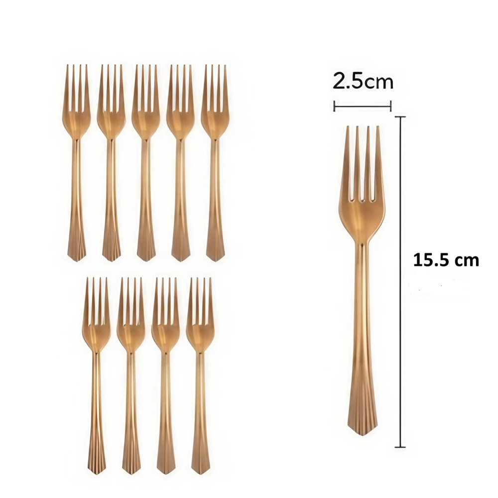 Set 10 Furculite de Unica Folosinta, Plastic, 15.5 x 2.5 cm, Bronz [2]