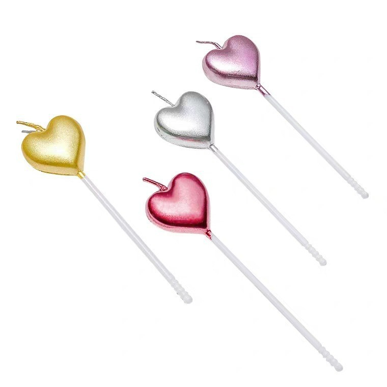 Lumanare de Tort, Model Inima, Party, 8.5 x 3 cm, Argintiu [6]