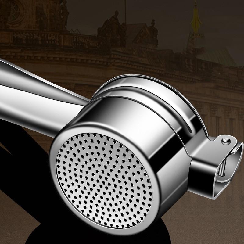 Presa Storcator pentru Fructe si Legume, Zdrobitor Manual, Inox, 3 Discuri Interschimbabile, Usor de Stors si de Curatat, Ergonomic, 26.5 x 9.8 x 9.5 cm Argintiu [3]