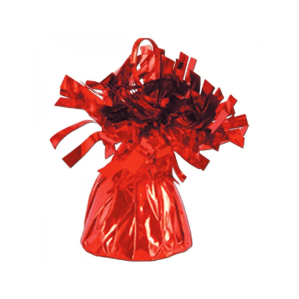 Greutate pentru Baloane cu Heliu, din Folie cu Franjuri, 170g, 13 x 5 x 3 cm, Rosu [3]