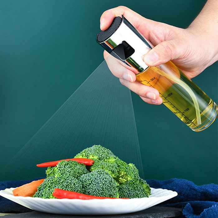 Sticla Pulverizator pentru Bucatariei, Spray pentru Gratar, din Sticla cu Capac din Inox, 18 x 4.2 cm, volum 100 ml, Trasnparenta cu Capac Gri [3]