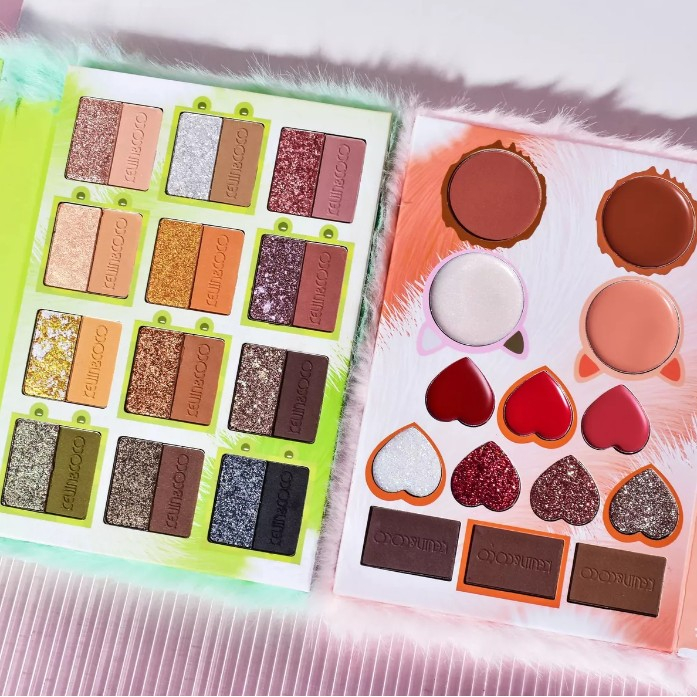 Set de Machiaj Kevin&amp;Coco, 38 culori, Fard Ochi, Iluminatoare si Contouring, Husa Pufoasa, Model Broscuta, 17.3x12.5x5 cm, Multicolor [5]