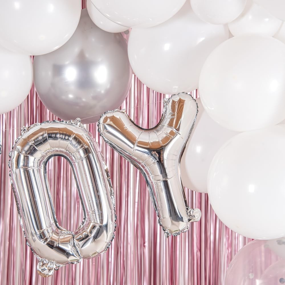 Balon Folie Metalizata Litera O, 40 cm, Umflati cu Heliu sau Aer, Ambalaj Individual, Pai inclus, Argintiu [3]