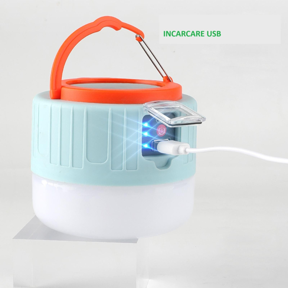 Lampa Portabila, Incarcare Solara + USB, Afisaj Inteligent al Bateriei, Raza de Actiune 32 mp, 6x9x11 cm, 3 Moduri, Alb [5]