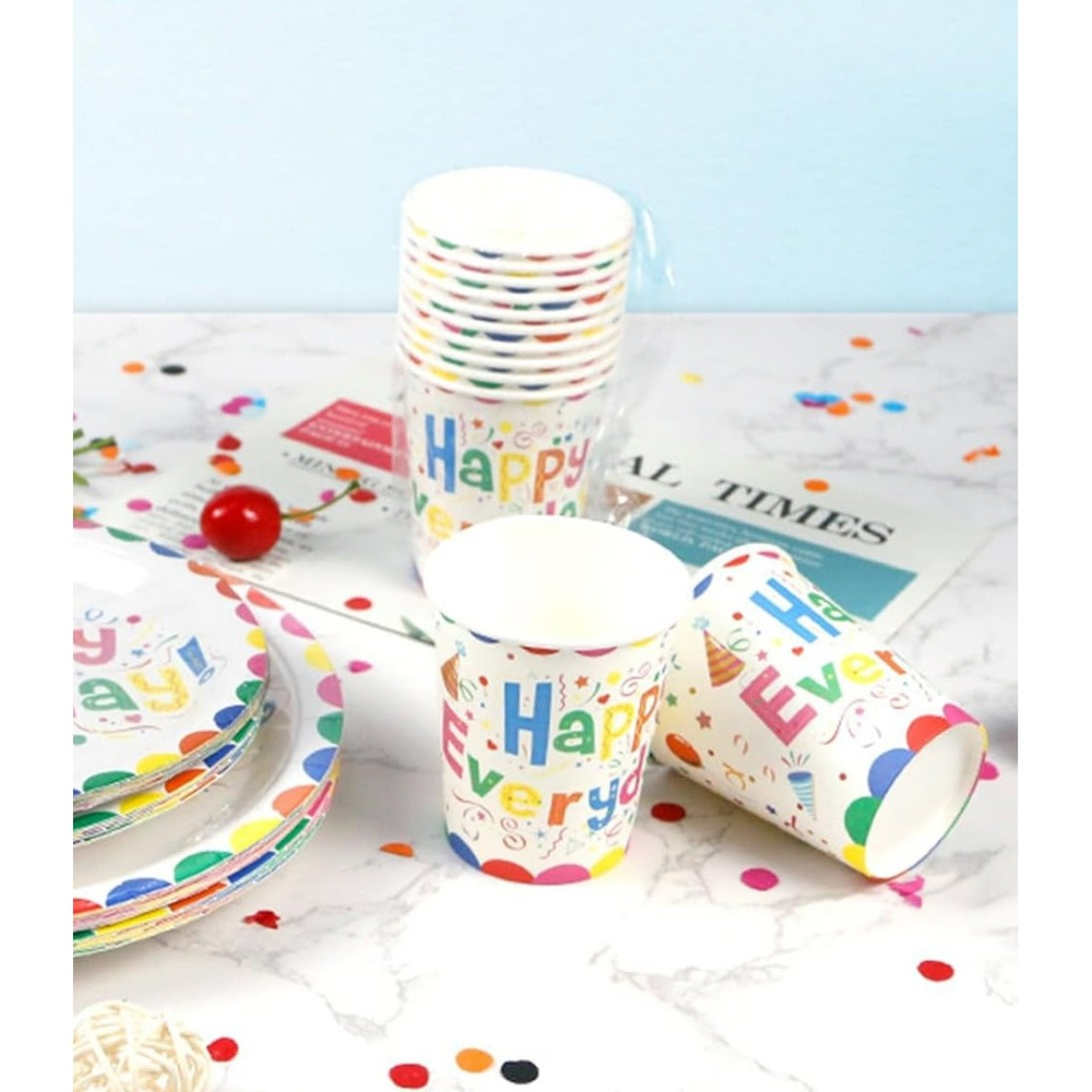 Set 10 Pahare de Carton, Model Happy Everyday, 13 x 7 x 5 cm, Multicolor [4]