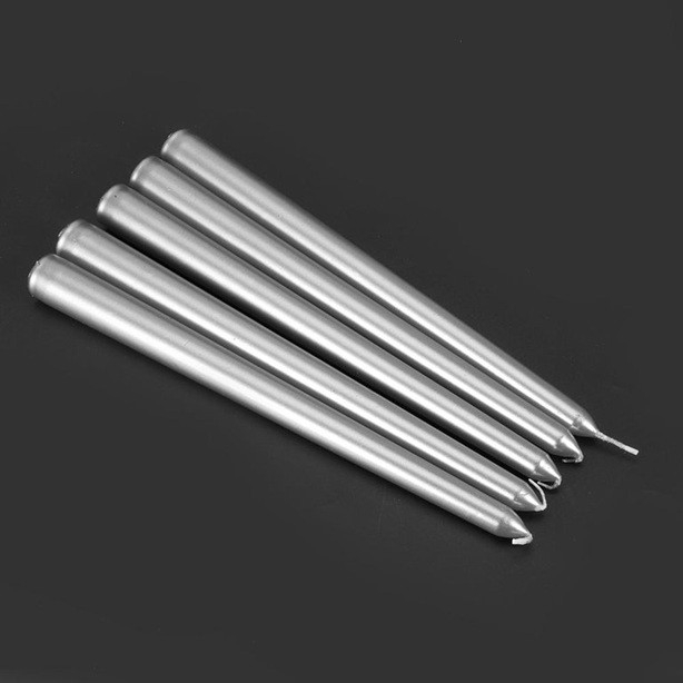 Lumanare Decorativa, pentru Masa, 25 cm, din Parafina, fara Fum, Ardere 7.5h, Argintiu [5]