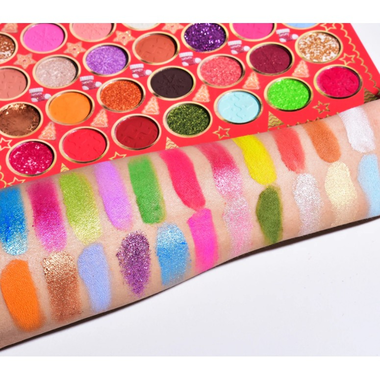 Set de Machiaj Kevin&amp;Coco, 70 de Culori, Paleta de Farduri, Model Merry Christmas, Oglinda Ovala, 22.3x17.2x1.9 cm, Multicolor [7]