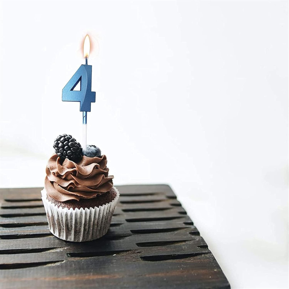 Lumanare Cifra 4, Model Diamond, 5 x 3.4 cm, Albastru [2]