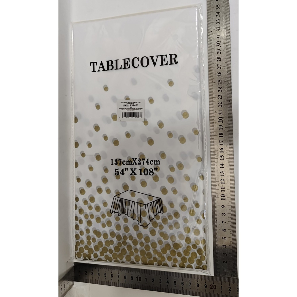 Fata de Masa, din PEVA, Imprimeu Buline, 137 x 274 cm, Impermeabila, Fara Pete, Curatare Rapida, Bej [5]