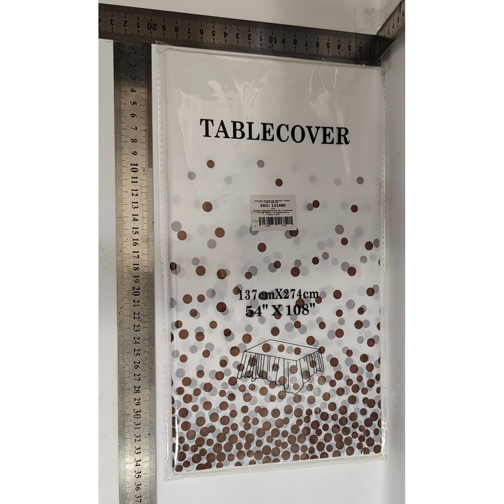 Fata de Masa, din PEVA, Imprimeu Buline, 137 x 274 cm, Impermeabila, Fara Pete, Curatare Rapida, Maro [5]