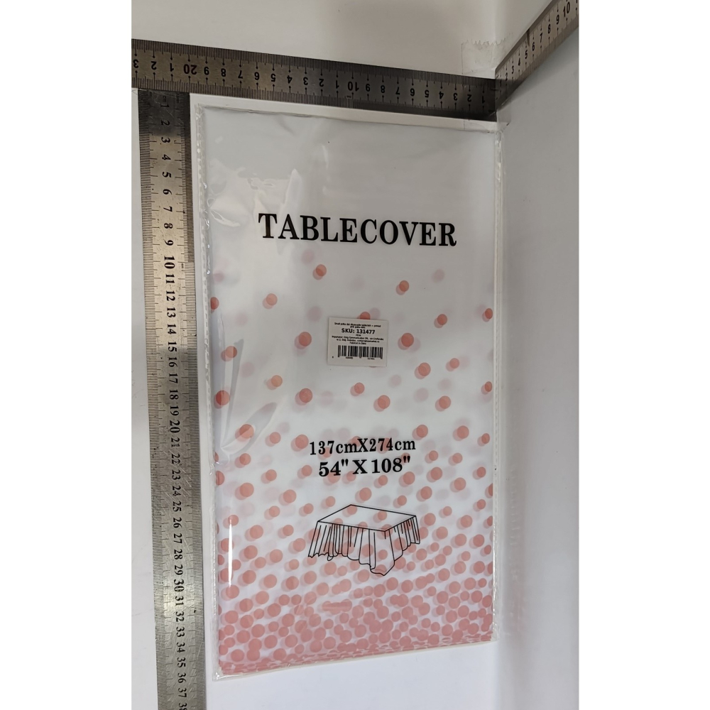 Fata de Masa, din PEVA, Imprimeu Buline, 137 x 274 cm, Impermeabila, Fara Pete, Curatare Rapida, Roz [7]