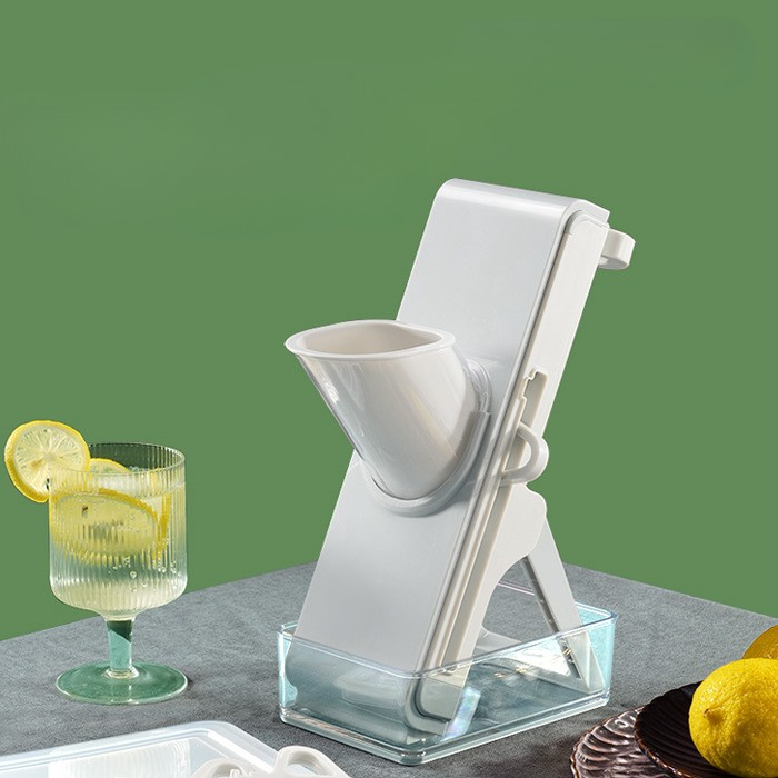 Feliator de Legume Multifunctional, Taieturi Diferite, Razatoare pentru Bucatarie, Taietor de Cartofi, Presa Manuala, Pliabila, Extensibila, PP PET, 23.5x9.5x5.5 cm, Alb [10]