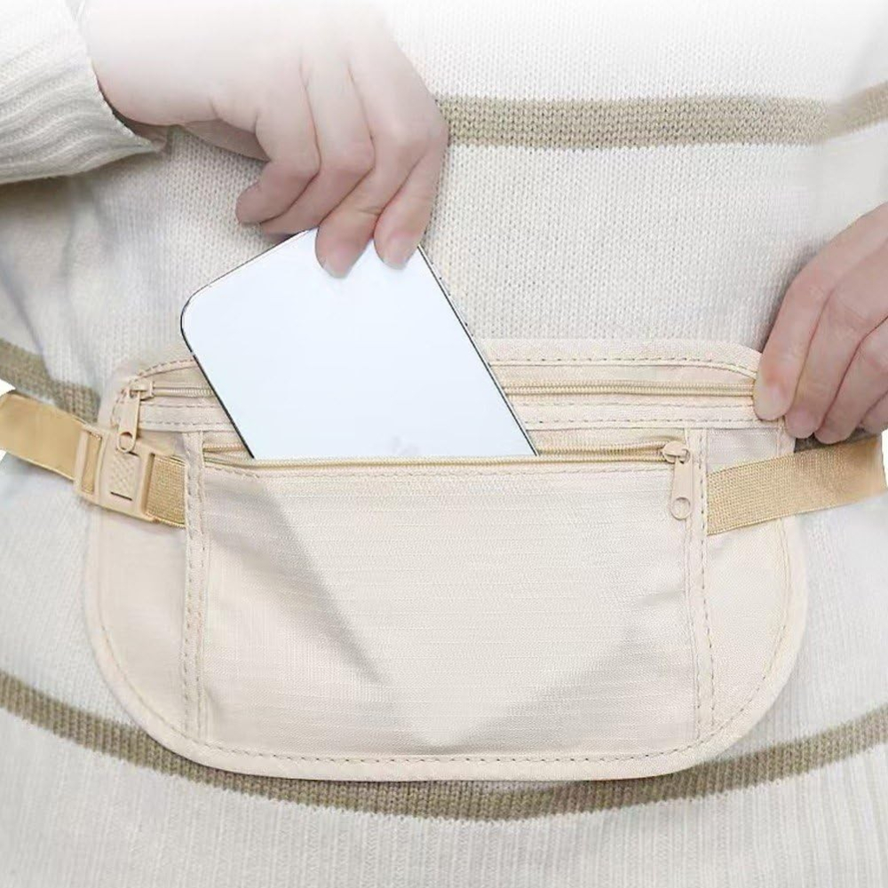 Geanta Anti-Furt, Suport Portofel/Documente, Bej [3]