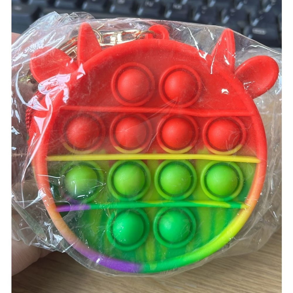 Jucarie Antistres din Silicon, Pop It Now And Flip It, Portofel, 6 cm, Vacuta Multicolor [2]