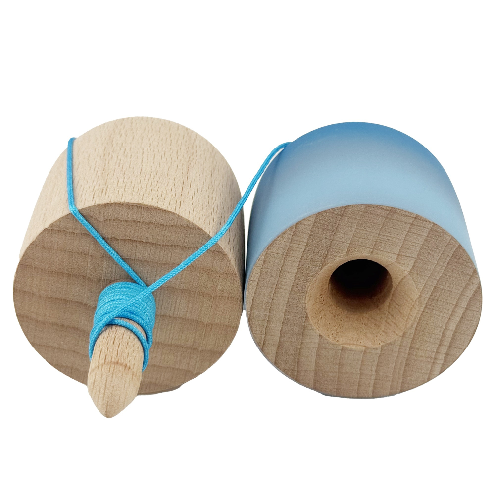 Kendama Pill X Originala, Profesionala Model Rubber Grip Pilula, din Lemn, Varsta 9+, Ata 62/65 cm, 11 x 5 x 5 cm, Gradient Albastru/Albastru deschis [2]