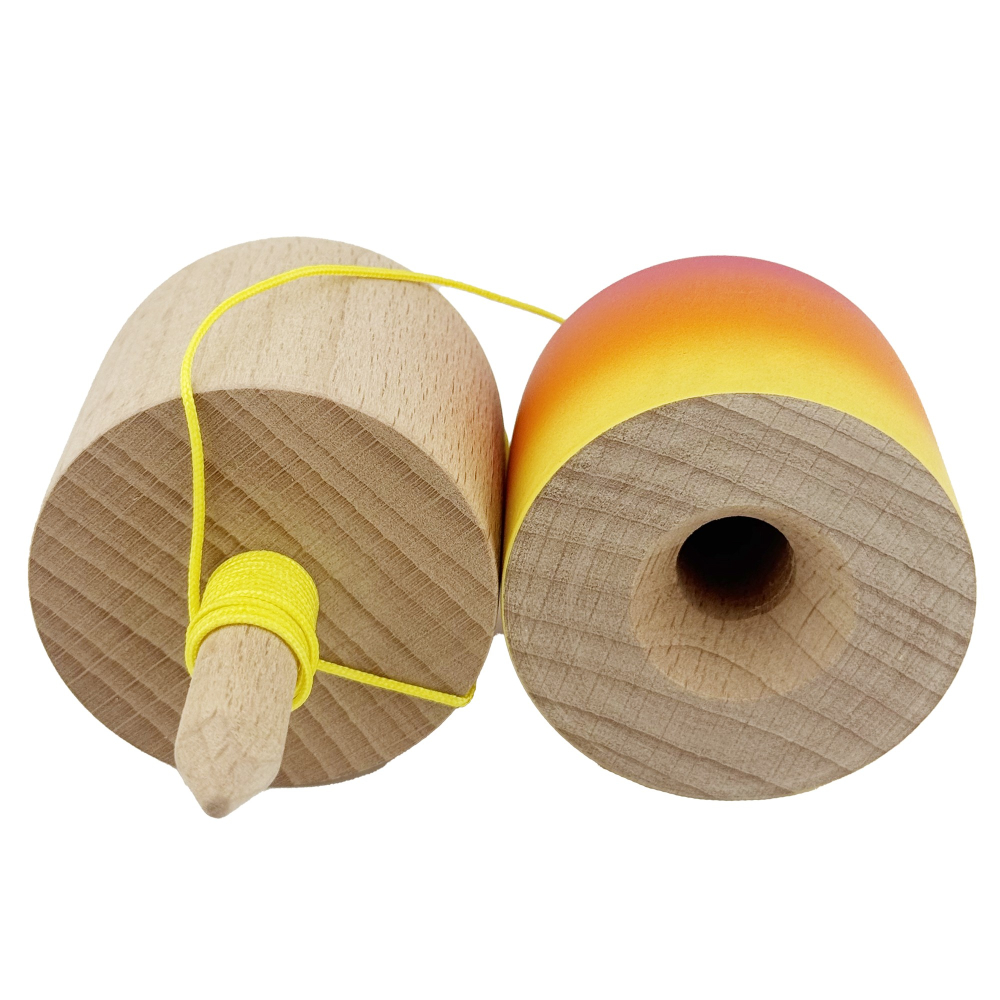 Kendama Pill X Originala, Profesionala Model Rubber Grip Pilula, din Lemn, Varsta 9+, Ata 62/65 cm, 11 x 5 x 5 cm, Gradient Roz/Portocaliu/Galben [2]