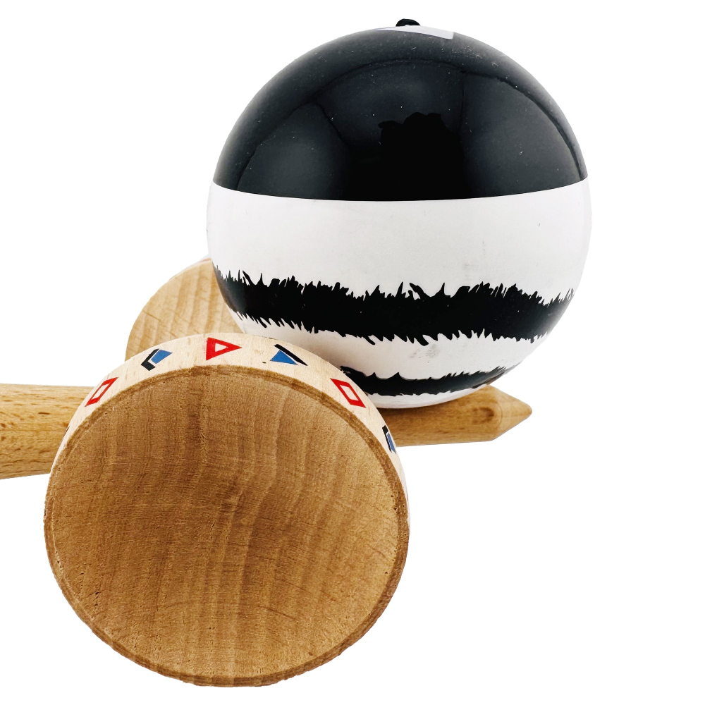 Kendama X Originala Profesionala, Cupe Mari KING SIZE V3, Super Sticky, Gaura in Baza, Rulment Metalic, din lemn 18 cm, Ata 62/65 cm, - Black Dragon [8]