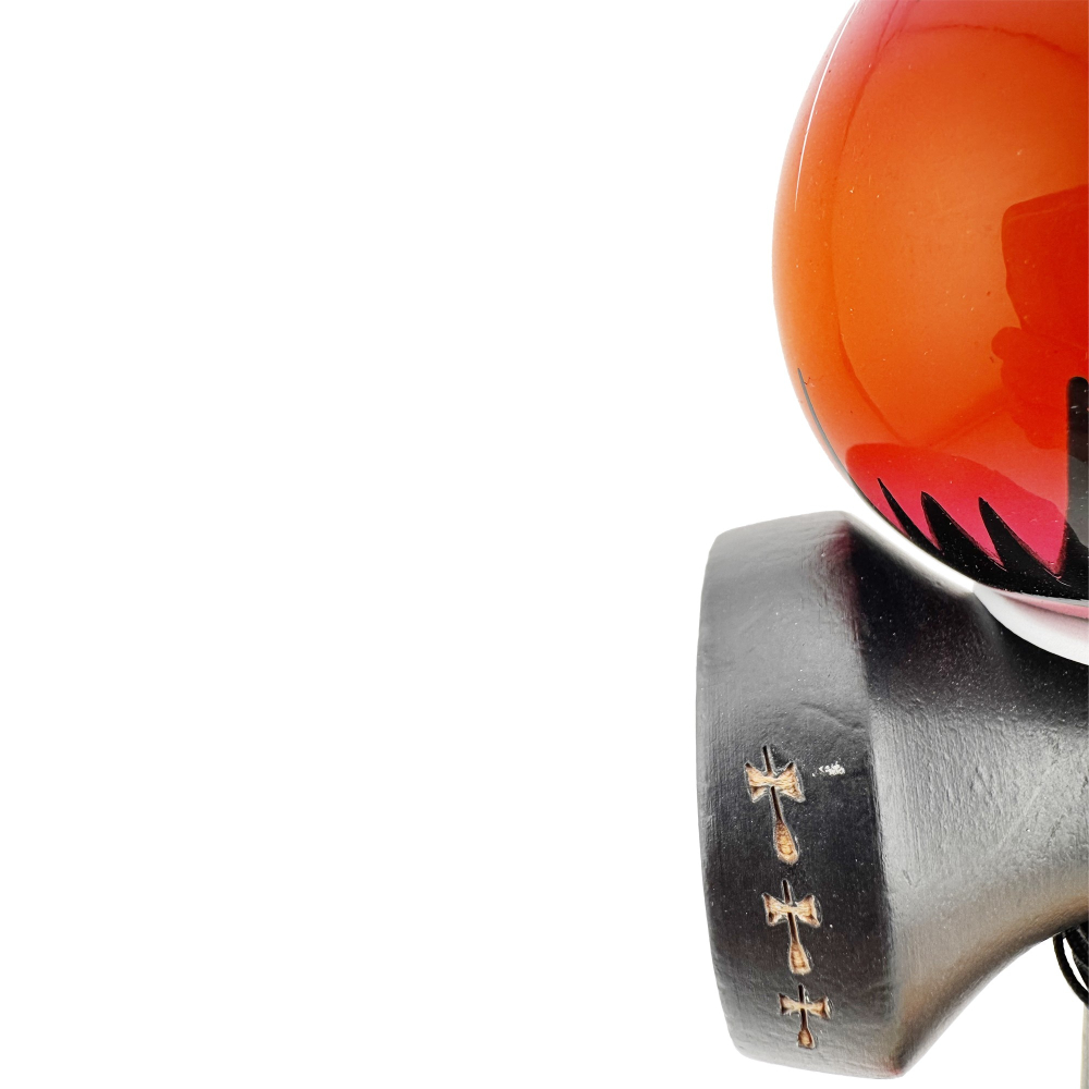 Kendama X Originala , Profesionala, Cupe Mari KING SIZE V3, Super Sticky, Gaura in Baza, Rulment Metalic, din lemn 18 cm, Ata 62/65 cm- BLACK Spider King [7]