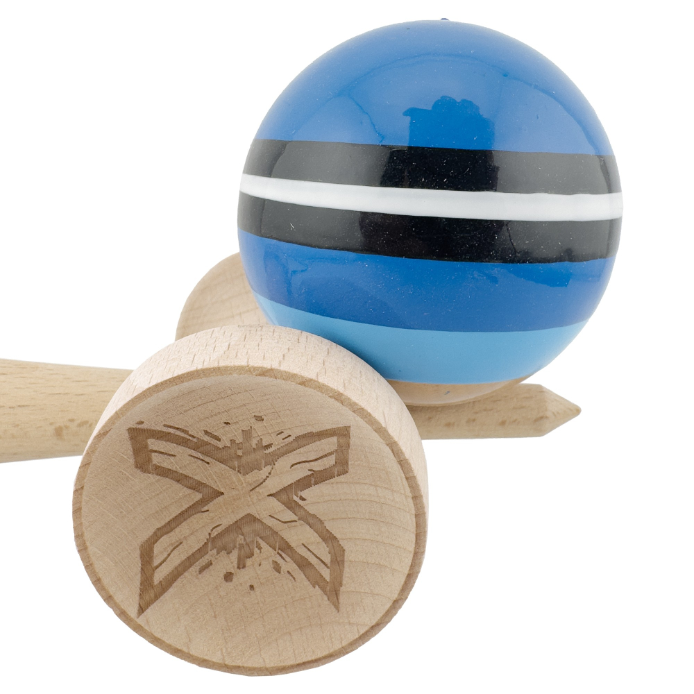 Kendama X Originala , Profesionala, Cupe Mari KING SIZE V3, Super Sticky, Gaura in Baza, Rulment Metalic, din lemn 18 cm, Ata 62/65 cm - Planet Blue starry sky [9]