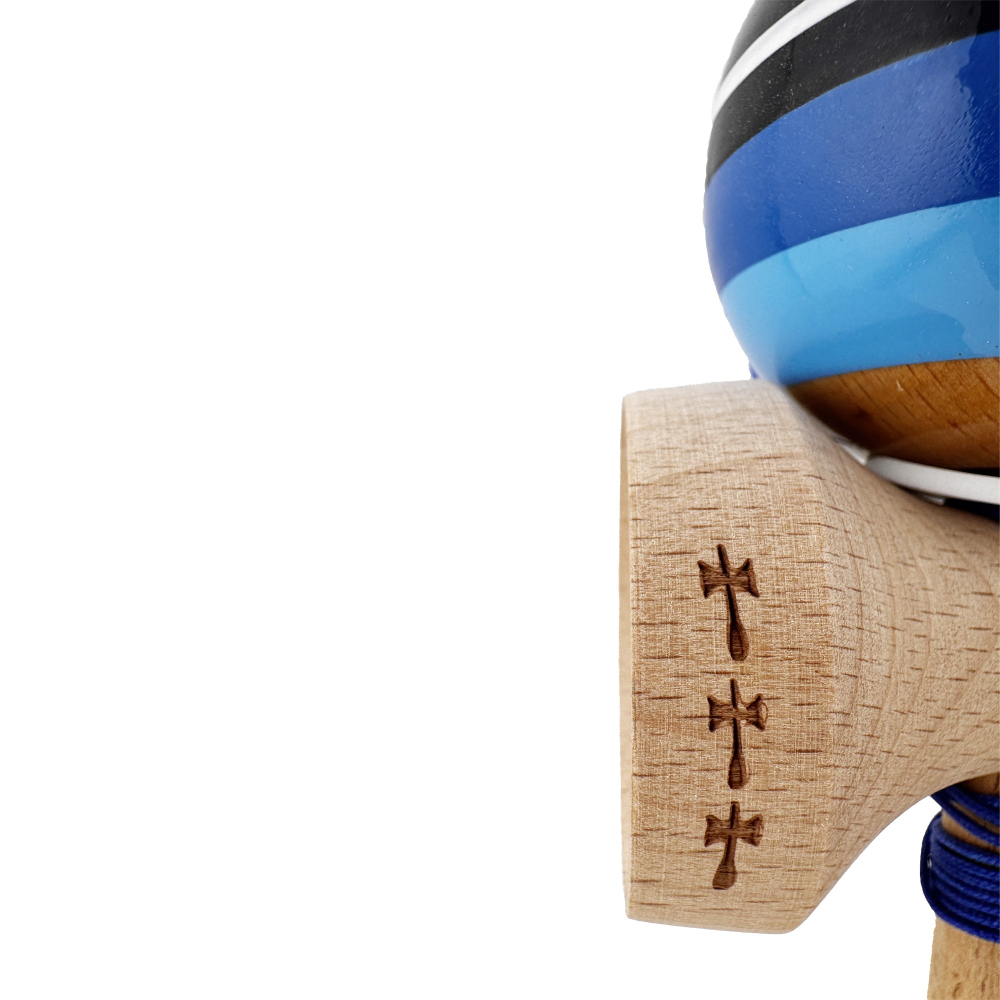 Kendama X Originala , Profesionala, Cupe Mari KING SIZE V3, Super Sticky, Gaura in Baza, Rulment Metalic, din lemn 18 cm, Ata 62/65 cm - Planet Blue starry sky [8]
