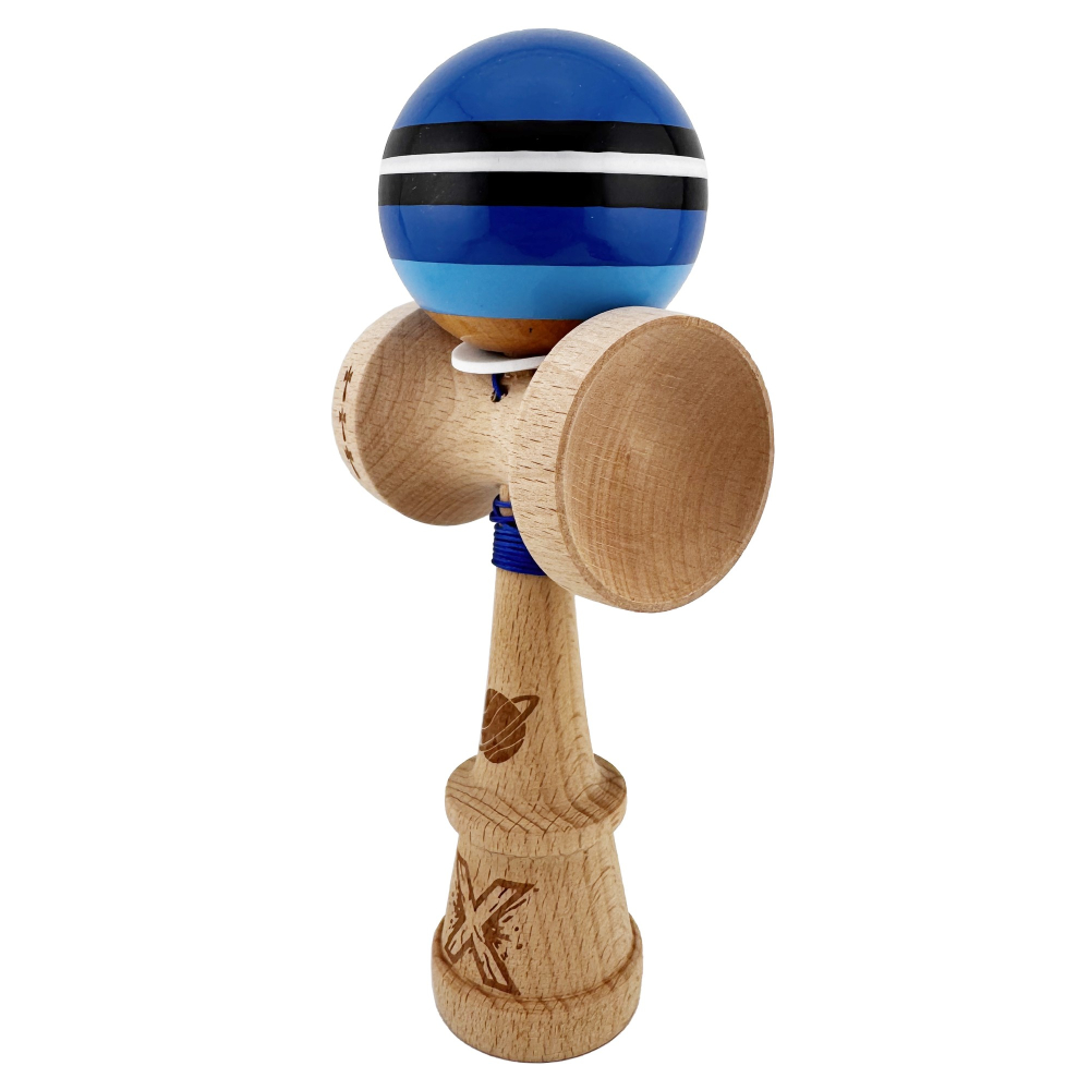 Kendama X Originala , Profesionala, Cupe Mari KING SIZE V3, Super Sticky, Gaura in Baza, Rulment Metalic, din lemn 18 cm, Ata 62/65 cm - Planet Blue starry sky [3]