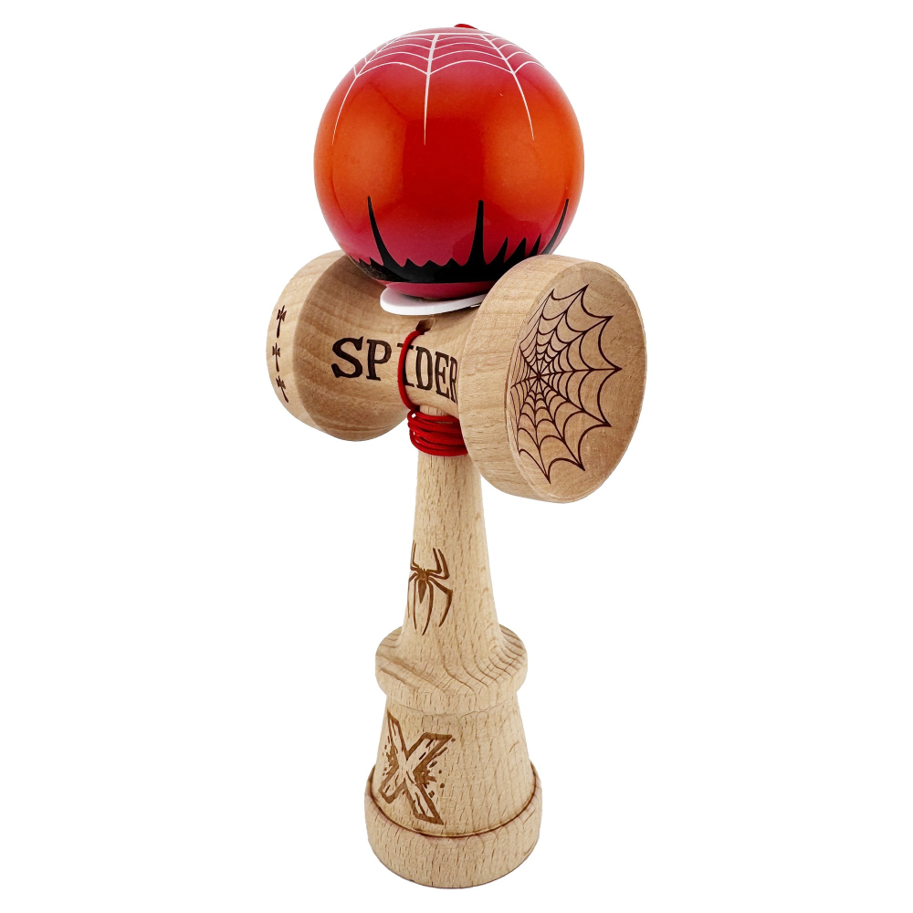 Kendama X Originala , Profesionala, Cupe Mari KING SIZE V3, Super Sticky, Gaura in Baza, Rulment Metalic, din lemn 18 cm, Ata 62/65 cm, - Spider King [3]