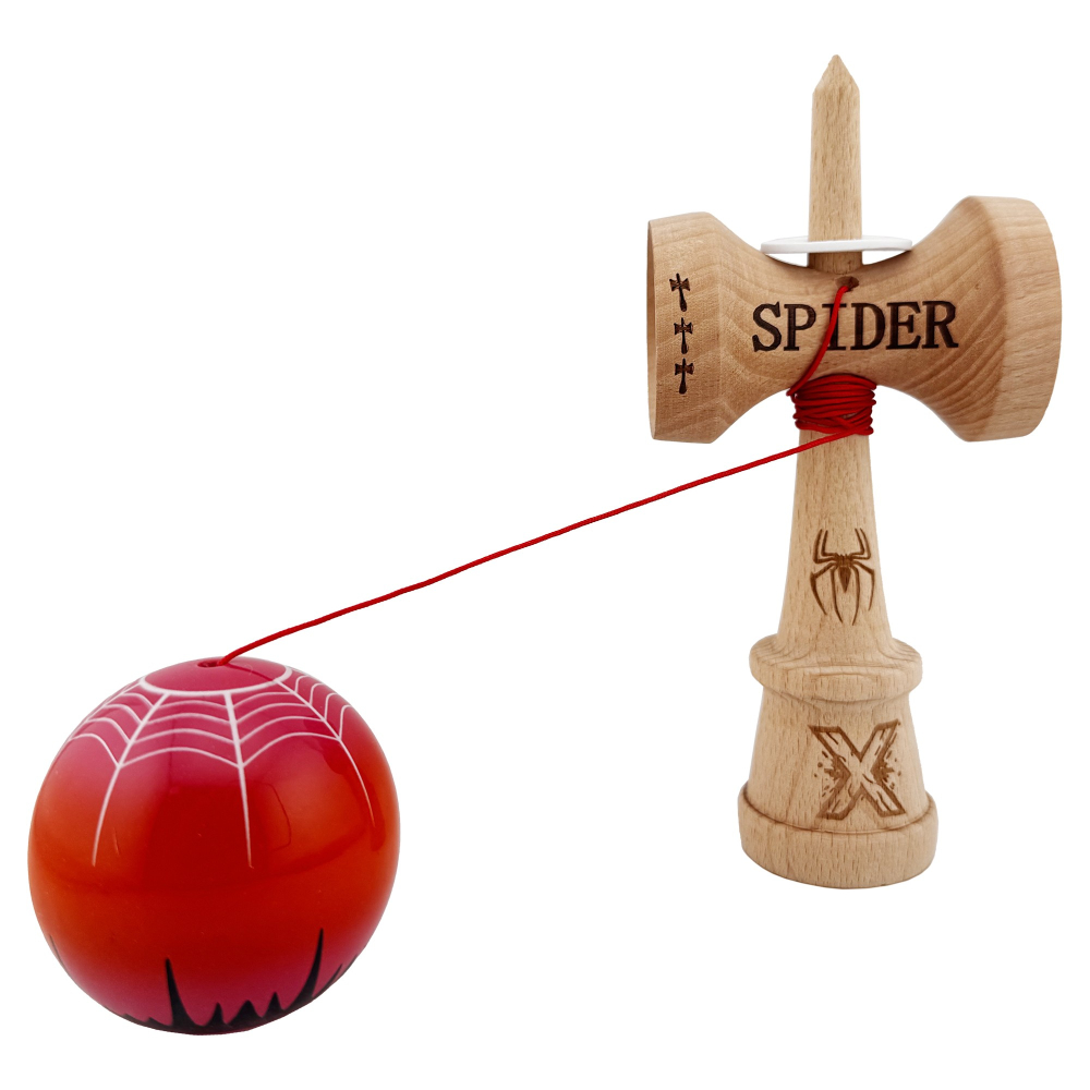 Kendama X Originala , Profesionala, Cupe Mari KING SIZE V3, Super Sticky, Gaura in Baza, Rulment Metalic, din lemn 18 cm, Ata 62/65 cm, - Spider King [4]