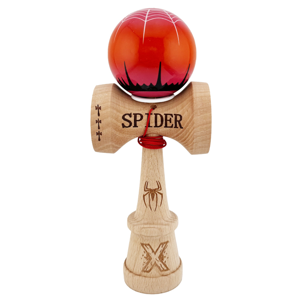 Kendama X Originala , Profesionala, Cupe Mari KING SIZE V3, Super Sticky, Gaura in Baza, Rulment Metalic, din lemn 18 cm, Ata 62/65 cm, - Spider King [2]