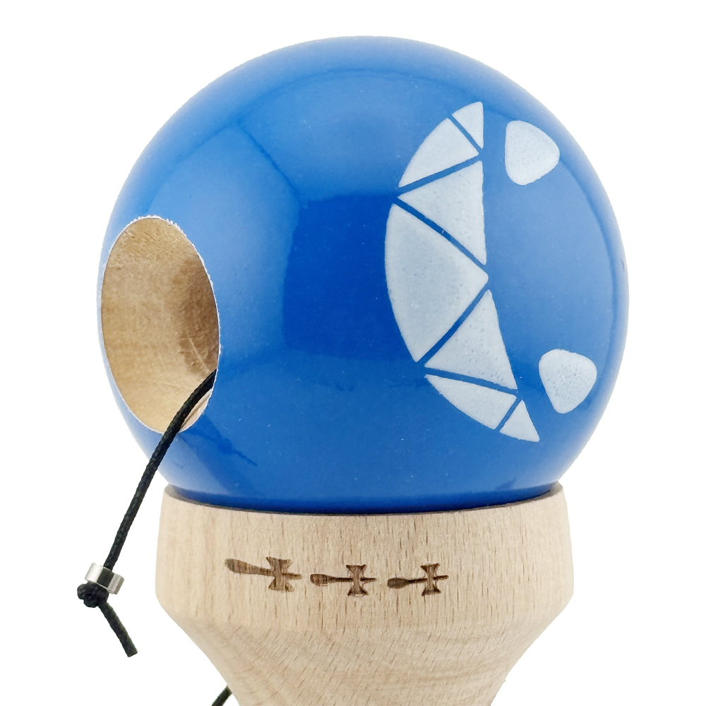 Kendama X Originala, Profesionala, Crazy Smile, Super Sticky cu Cupe Mari KING SIZE V3, Gaura in Baza, Rulment Metalic, din lemn 18 cm, Ata 62/65 cm, Special Albastru [7]