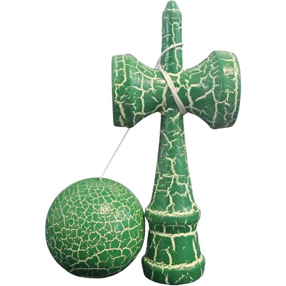 Kendama X Originala, Profesionala, Kendama Cracked, din Lemn, 18 cm, Verde Alb [2]
