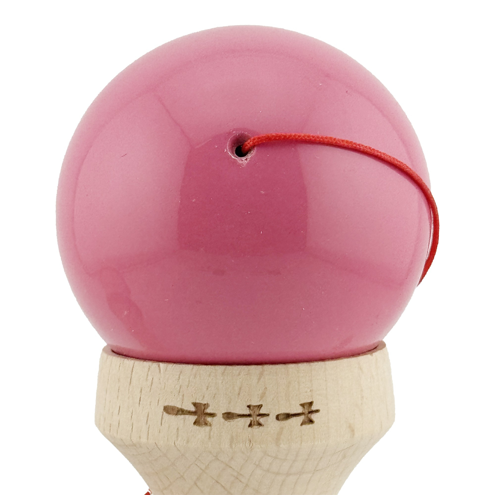 Kendama X Originala, Profesionala, Super Sticky cu Cupe Mari KING SIZE V3, Gaura in Baza, Rulment Metalic, din lemn 18 cm, Ata 62/65 cm, Special Roz/Alb [10]
