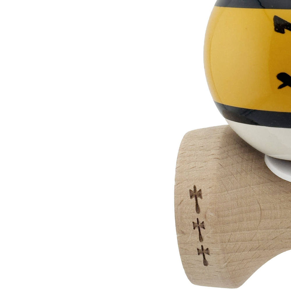 Kendama X Zen Series Originala, Profesionala, Cupe Mari KING SIZE V3, Super Sticky, Gaura in Baza, Rulment Metalic, din lemn 18 cm, Ata 55 cm, Auriu [8]