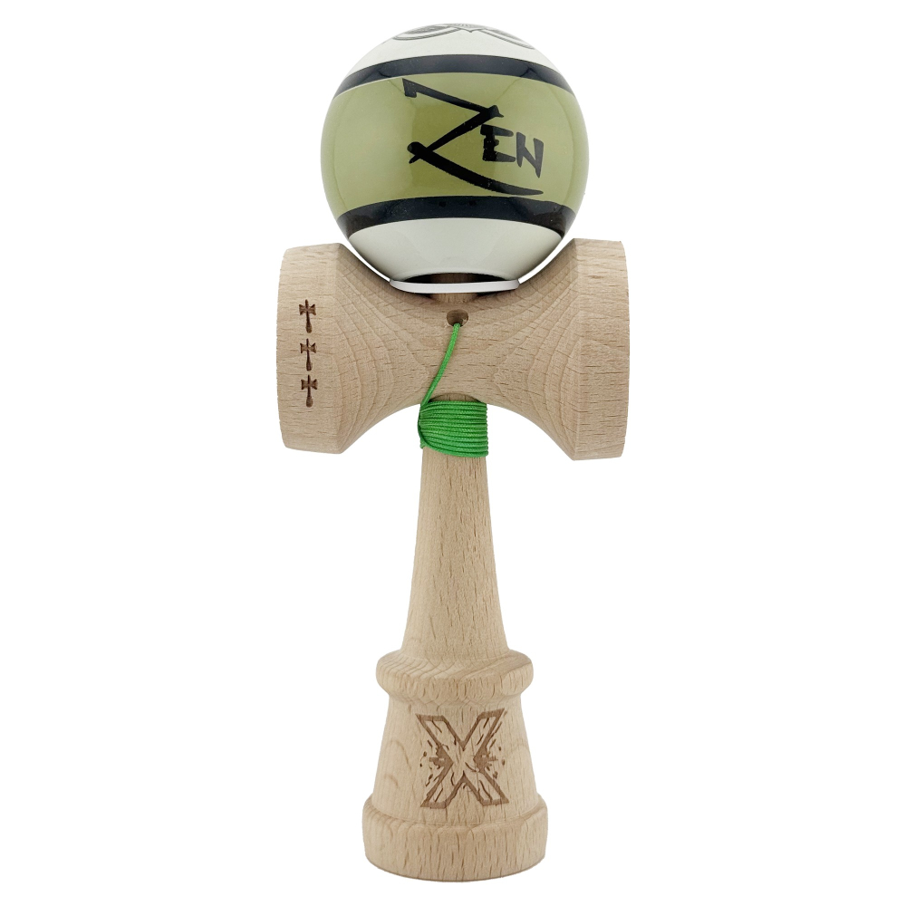Kendama X Zen Series Originala, Profesionala, Cupe Mari KING SIZE V3, Super Sticky, Gaura in Baza, Rulment Metalic, din lemn 18 cm, Ata 55 cm, Verde [2]