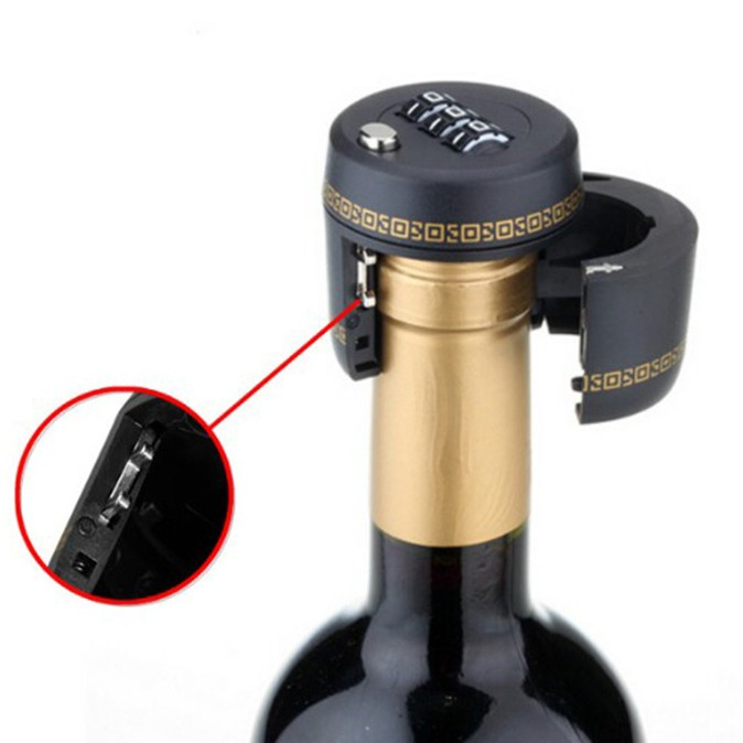 Lacat de Blocare pentru Sticle, Lacat pentru Sticle cu Bauturi, din Plastic PP durabil, Cu Parola din 3 Cifre, 40 x 42 x 45 mm, Negru [7]