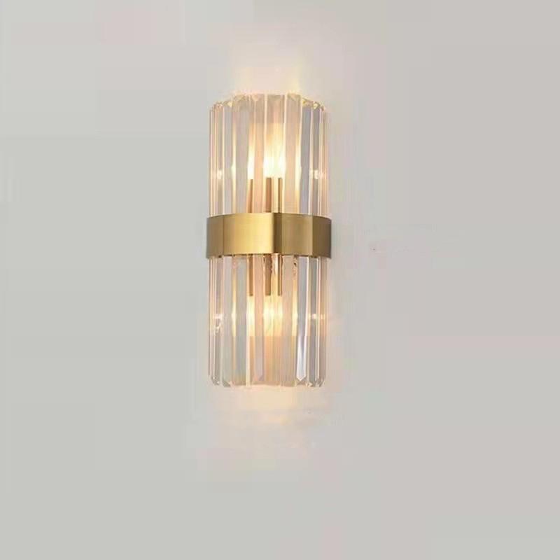 Lampa de Perete in Interior, Lampa de Lux pentru Decor de Interior, Corp de Iluminat Tip aplica, din Inox Auriu si Cristal, Lumina Calda Rece Neutra, 30 x 14 cm, Ideal pentru Camere Mici si Medii, Transparent Auriu [1]