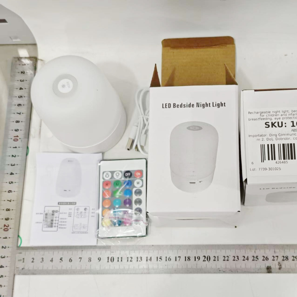 Lampa LED Reincarcabila, Lumina in 3 culori albe + 16 Color, Lampa pentru Dormitor, Culori RGB, Lumina de Noapte in Camera Copiilor, 11 x 8 x 8 cm, Alb [8]